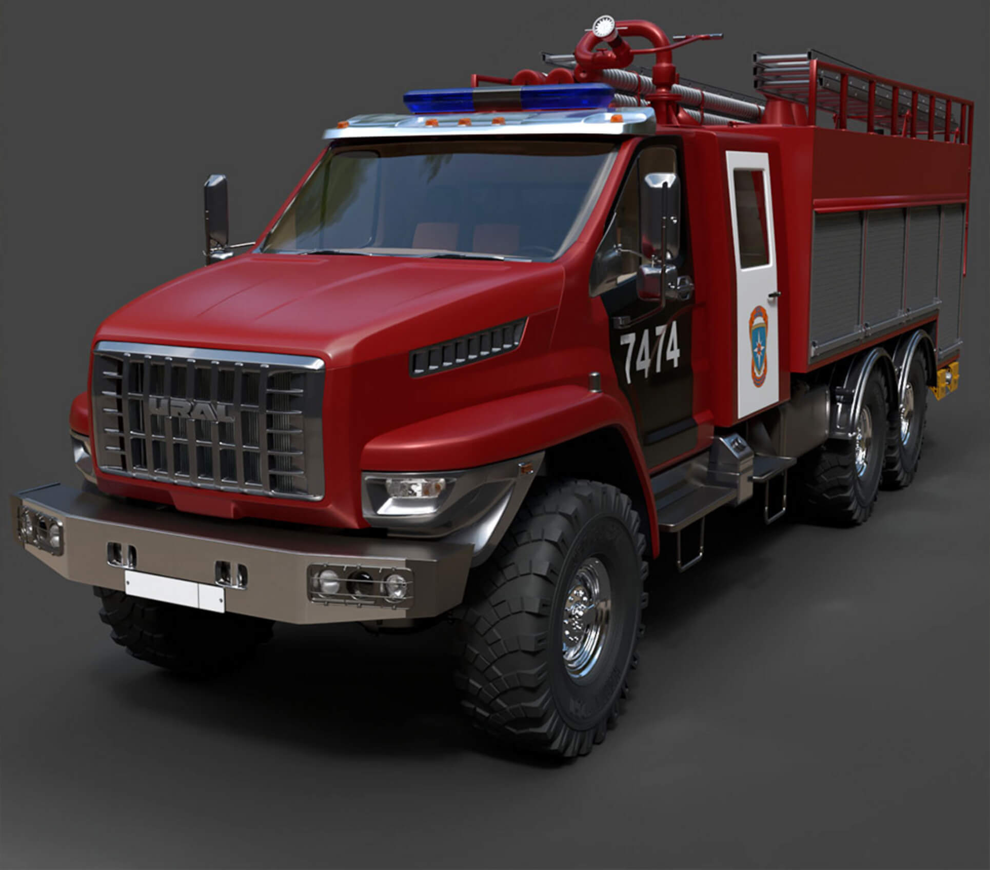 Ural Next Heavy Utility Fire Truck - Detailed Production Rea 3D Model