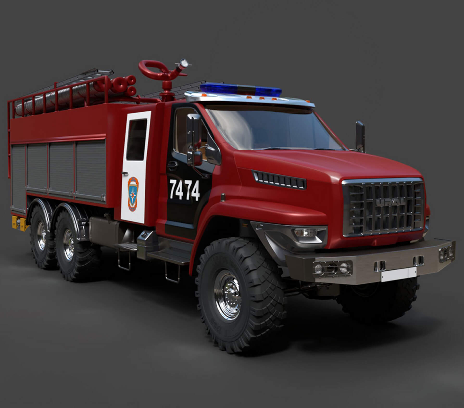 Ural Next Heavy Utility Fire Truck - Detailed Production Rea 3D Model