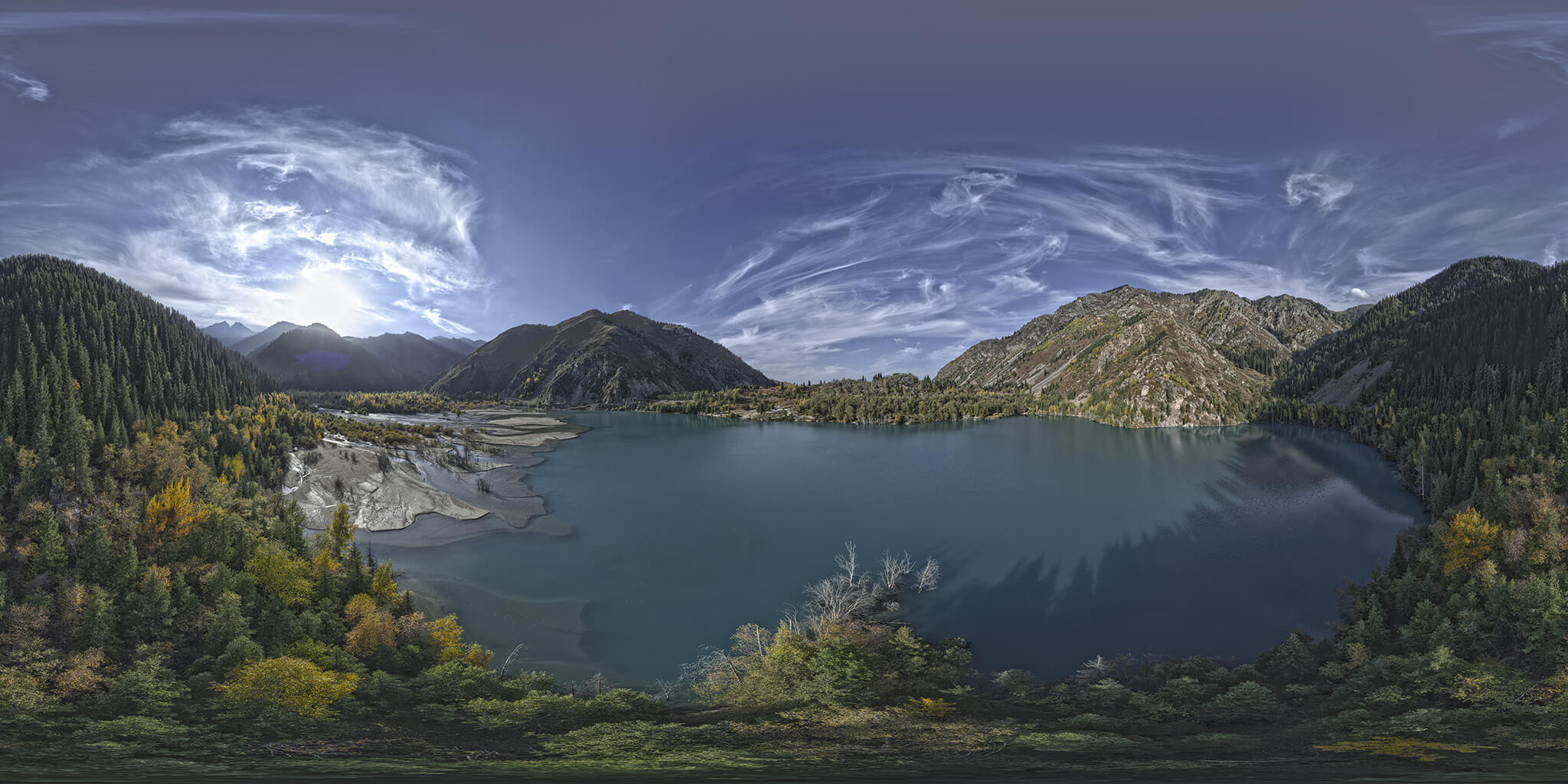 Autumn Mountain Lake Aerial Survey HDRI HDR Image
