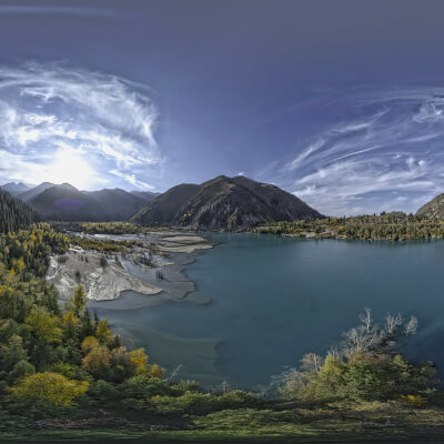 Autumn Mountain Lake Aerial Survey HDRI