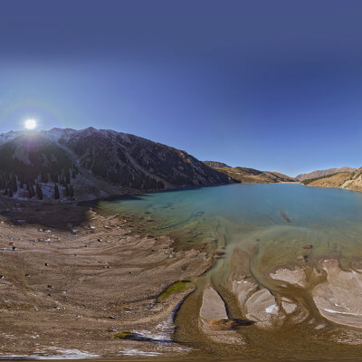 Big Almaty Lake and River Aerial Survey HDRI HDR Image