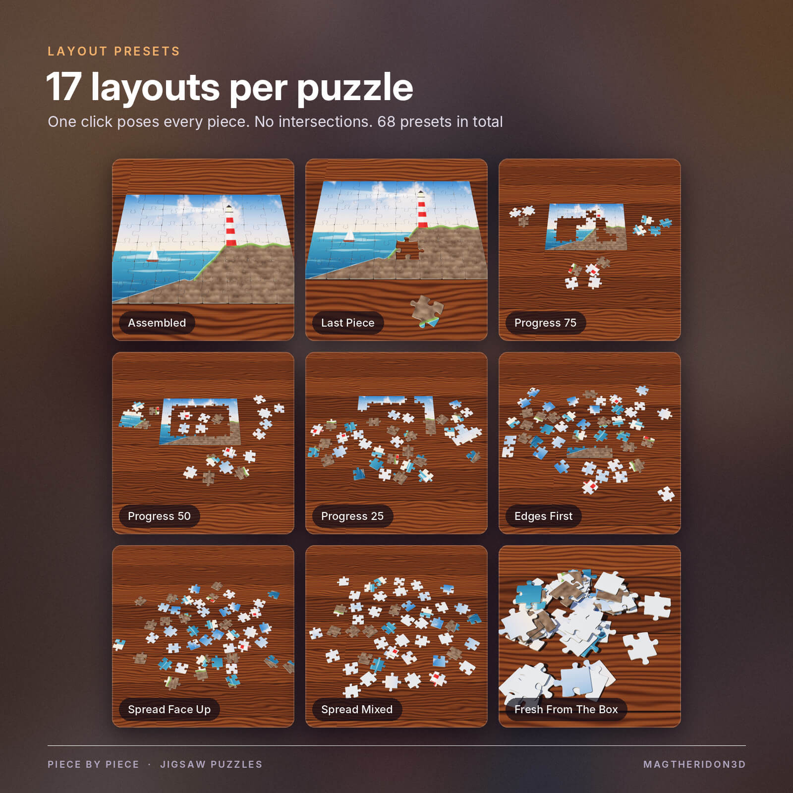 Piece by Piece Jigsaw Puzzles for DAZ3D 3D Model