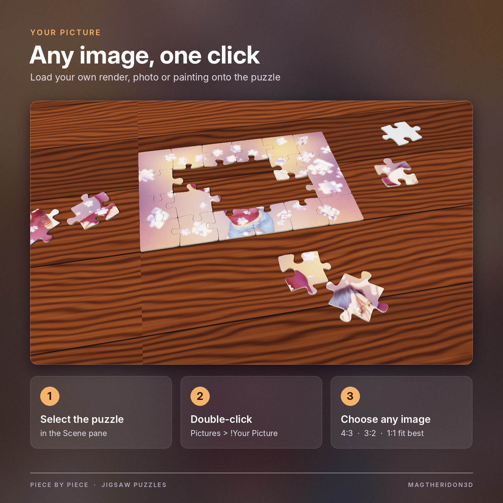 Piece by Piece Jigsaw Puzzles for DAZ3D 3D Model