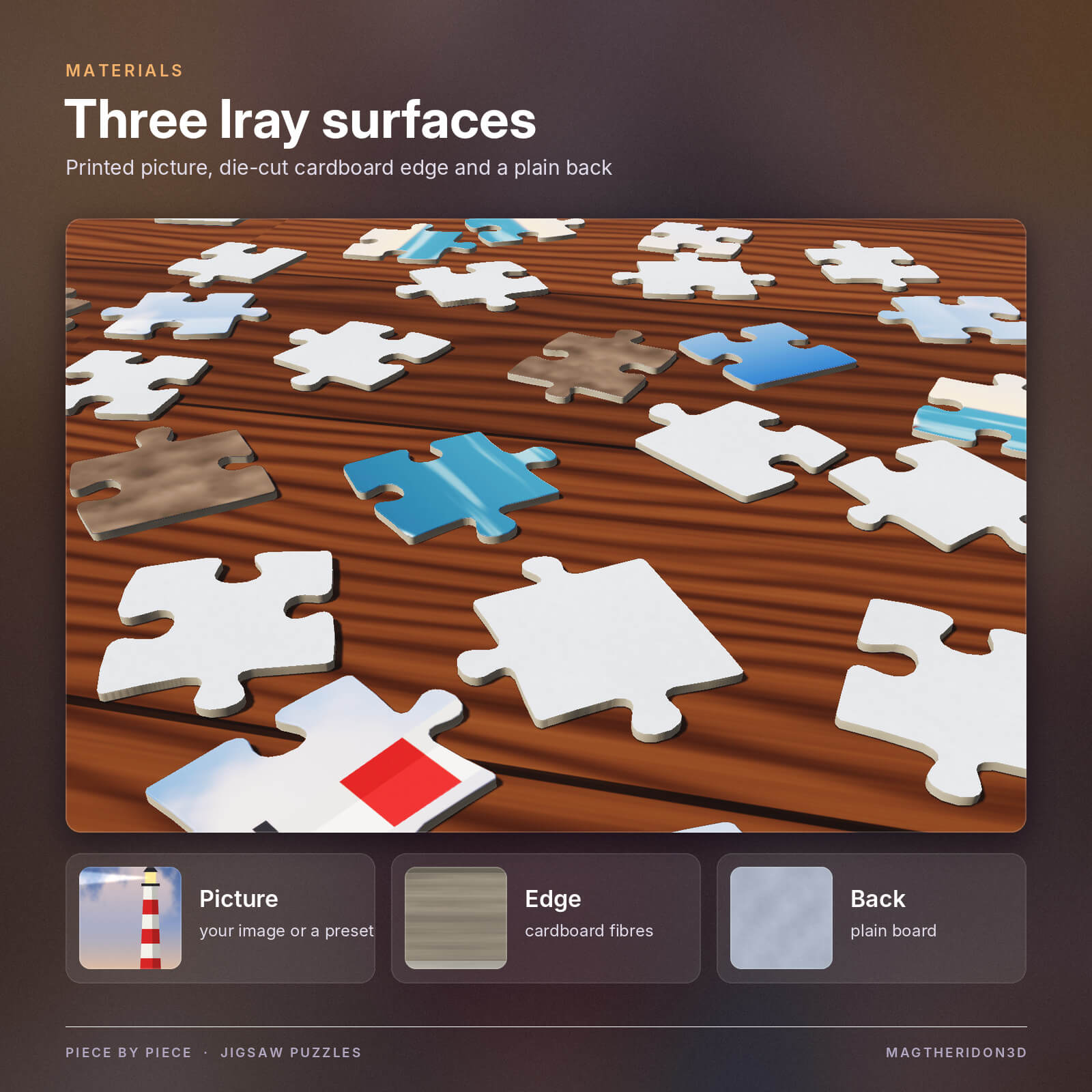 Piece by Piece Jigsaw Puzzles for DAZ3D 3D Model