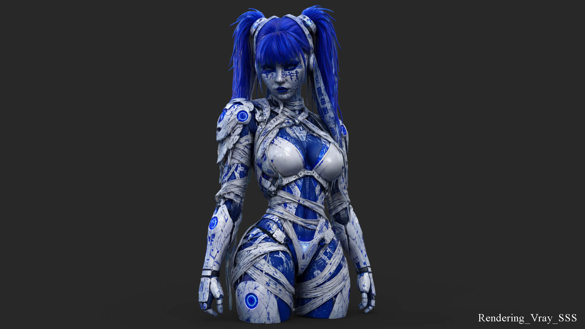 Cybernetic Blu Woman High-Detail 3d Model 3D Model