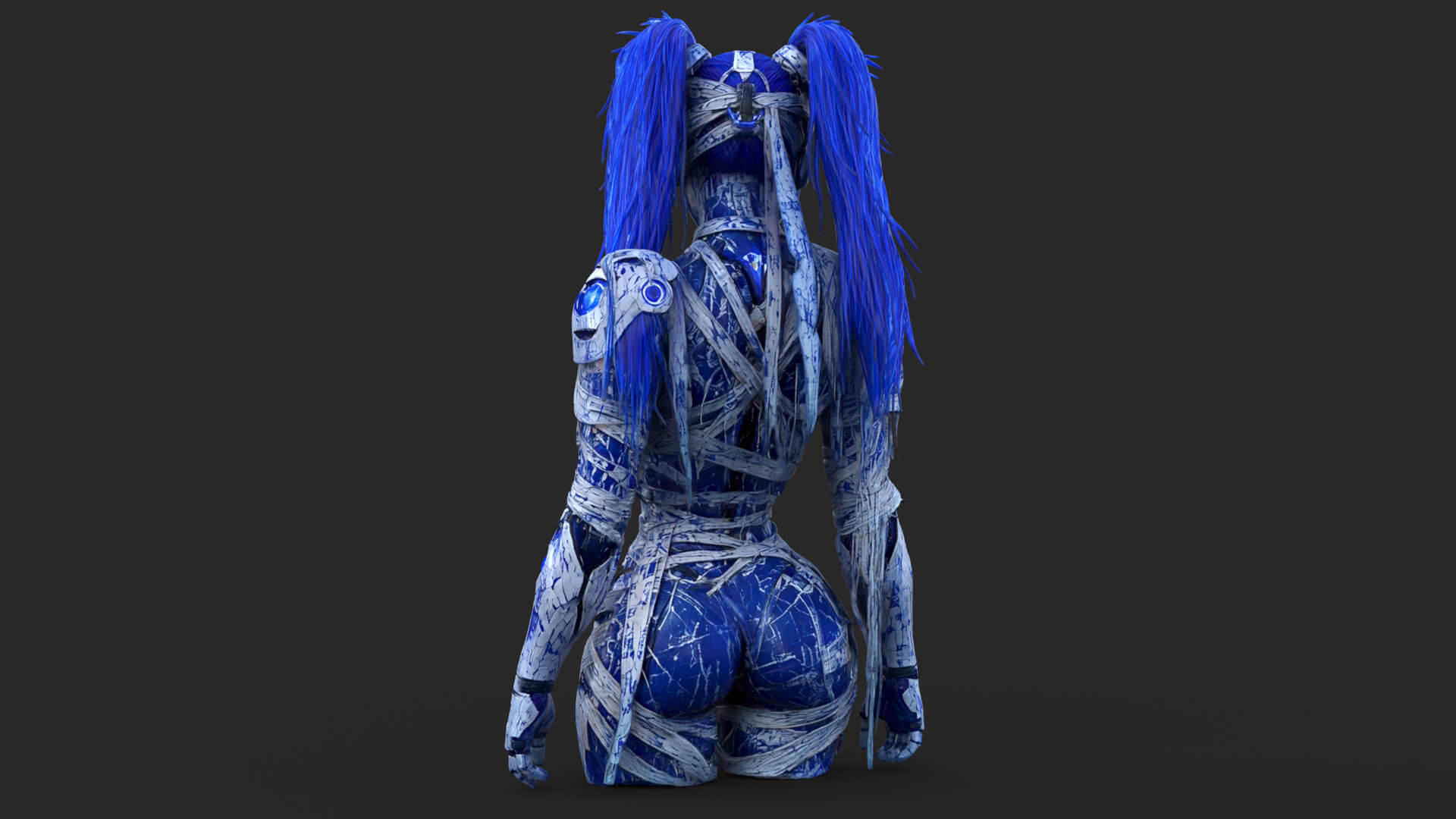 Cybernetic Blu Woman High-Detail 3d Model 3D Model