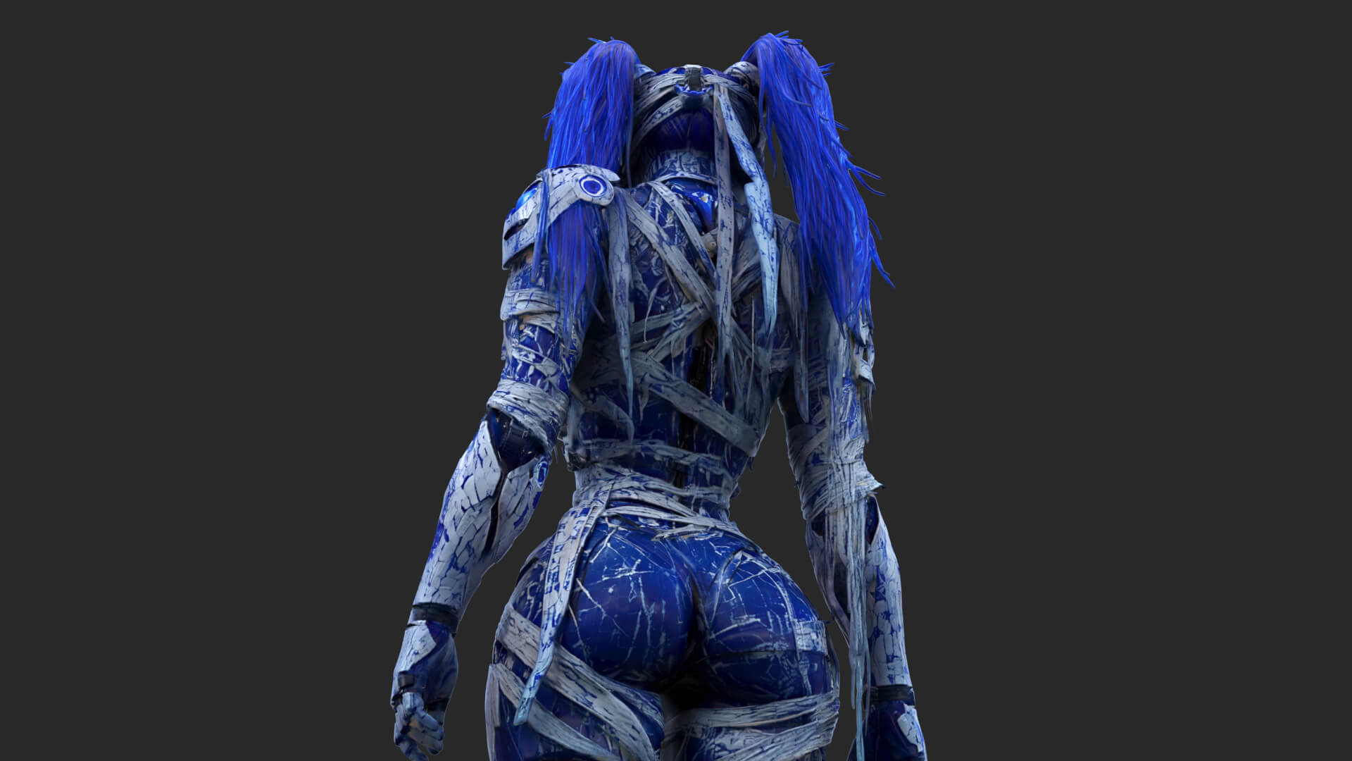 Cybernetic Blu Woman High-Detail 3d Model 3D Model