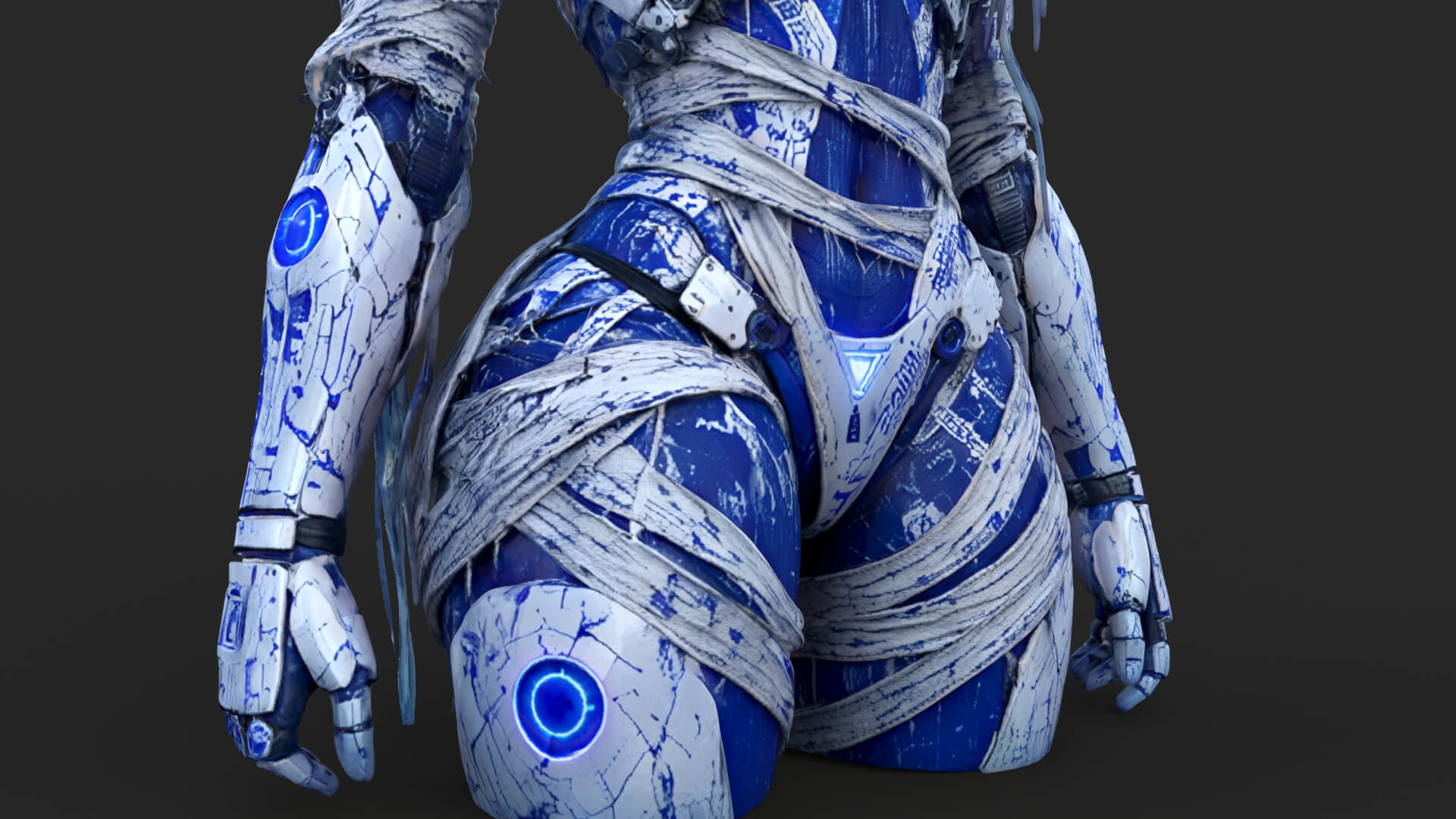Cybernetic Blu Woman High-Detail 3d Model 3D Model