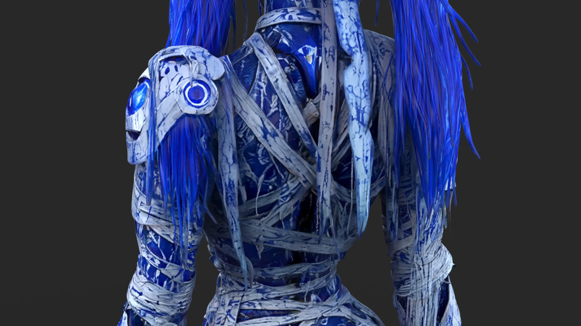 Cybernetic Blu Woman High-Detail 3d Model 3D Model