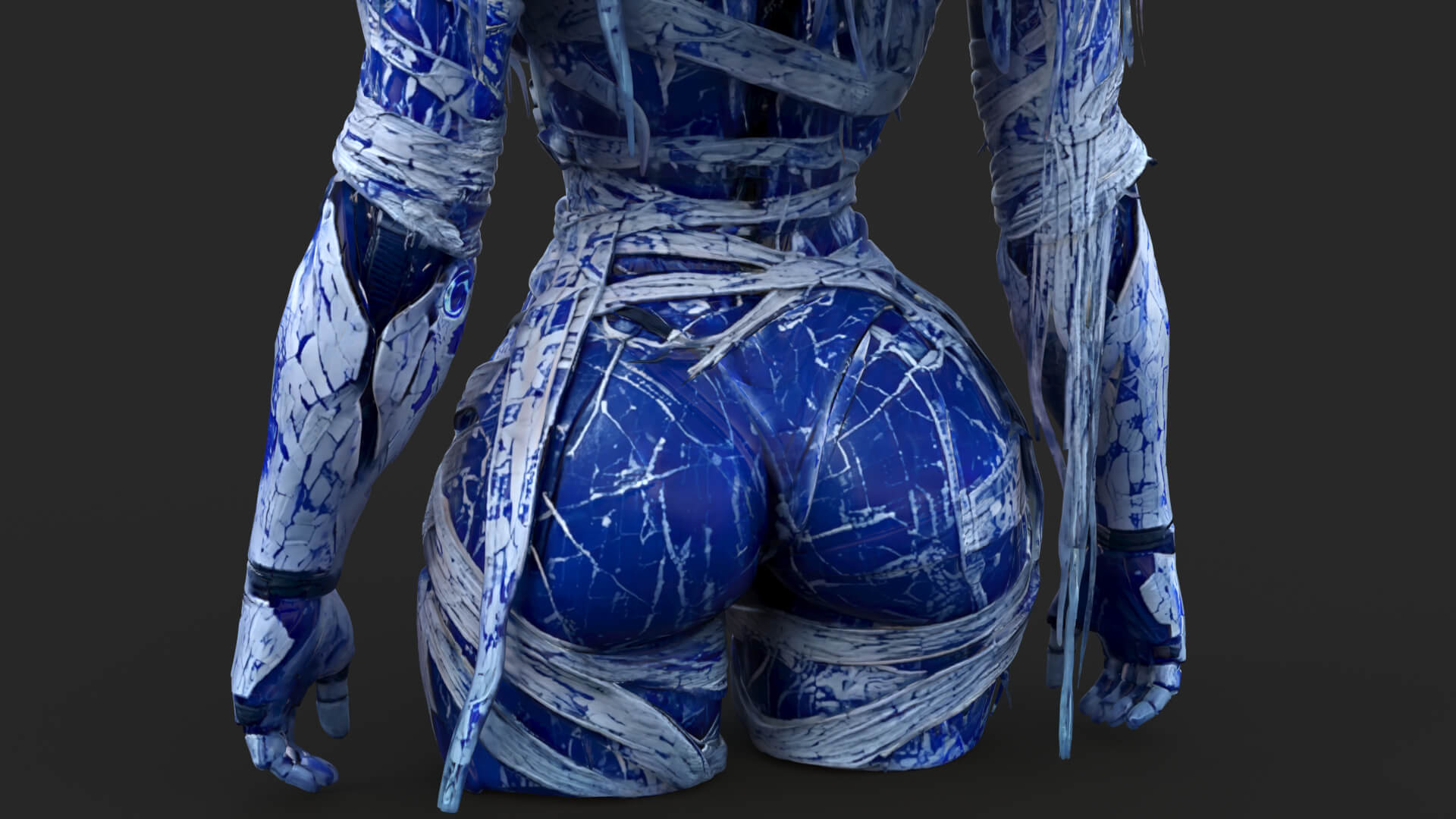 Cybernetic Blu Woman High-Detail 3d Model 3D Model