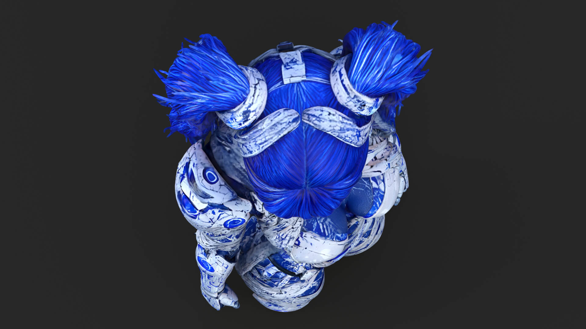 Cybernetic Blu Woman High-Detail 3d Model 3D Model