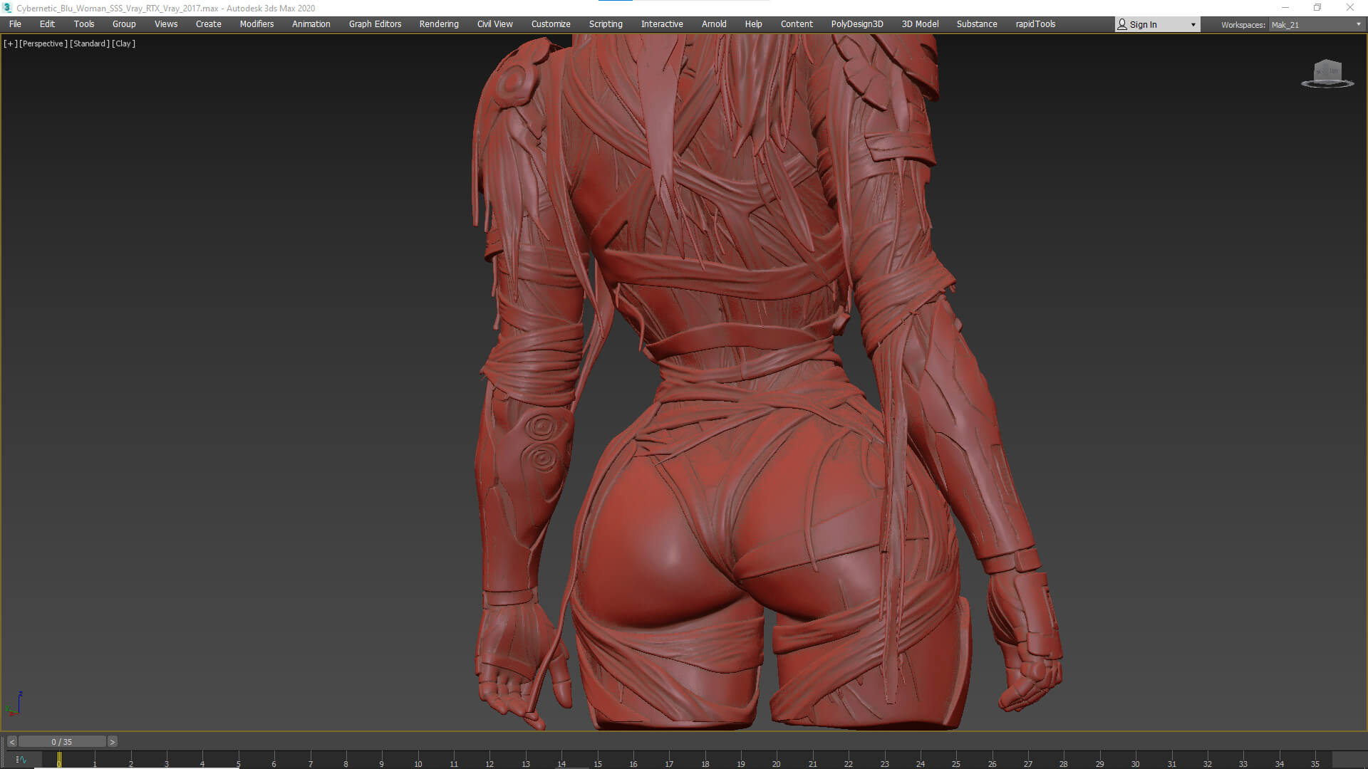 Cybernetic Blu Woman High-Detail 3d Model 3D Model