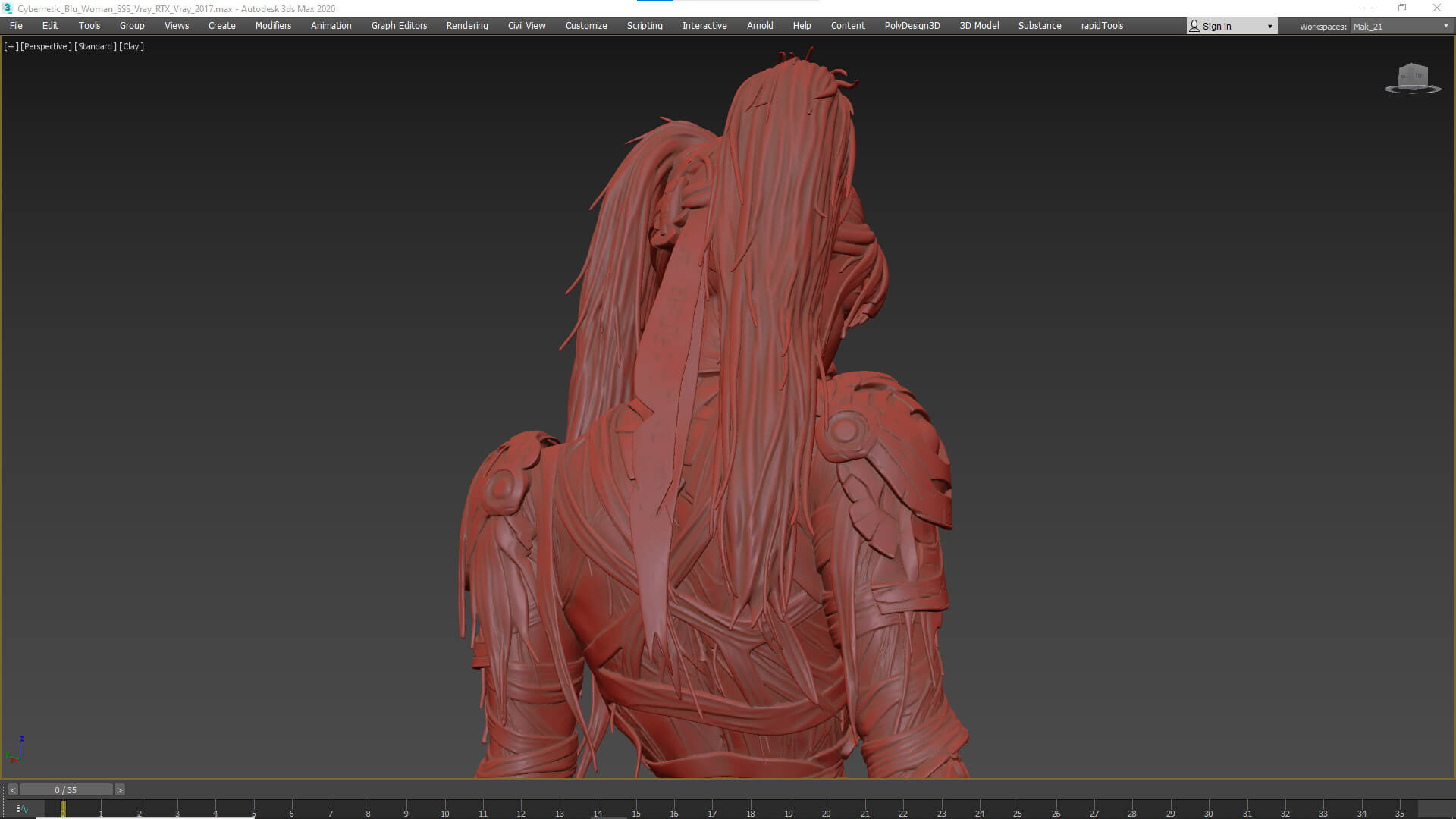 Cybernetic Blu Woman High-Detail 3d Model 3D Model