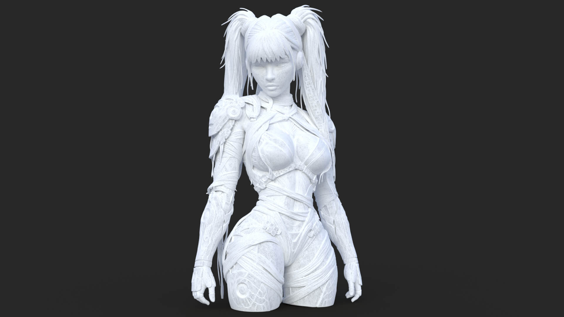 Cybernetic Blu Woman High-Detail 3d Model 3D Model