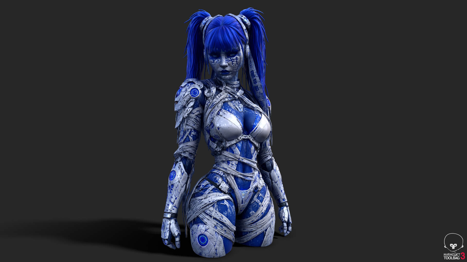 Cybernetic Blu Woman High-Detail 3d Model 3D Model