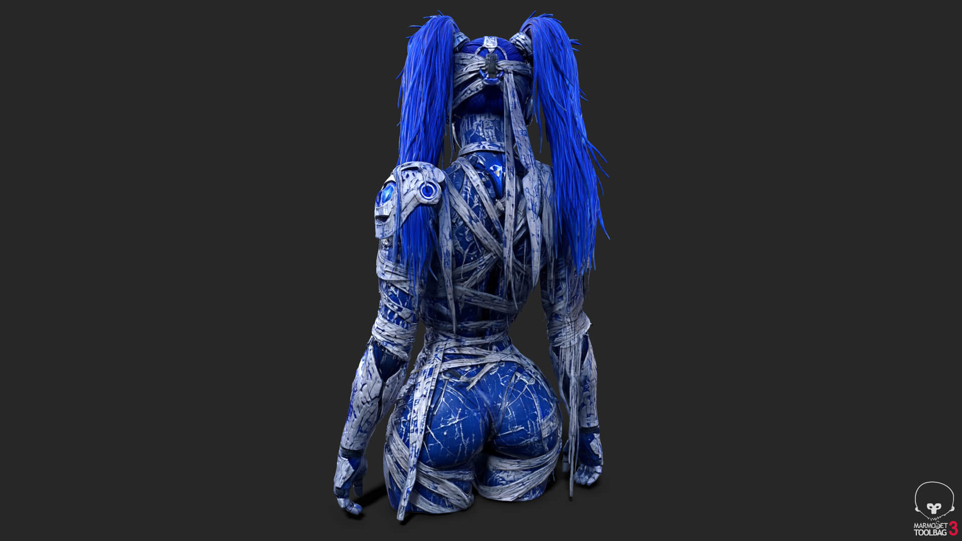 Cybernetic Blu Woman High-Detail 3d Model 3D Model