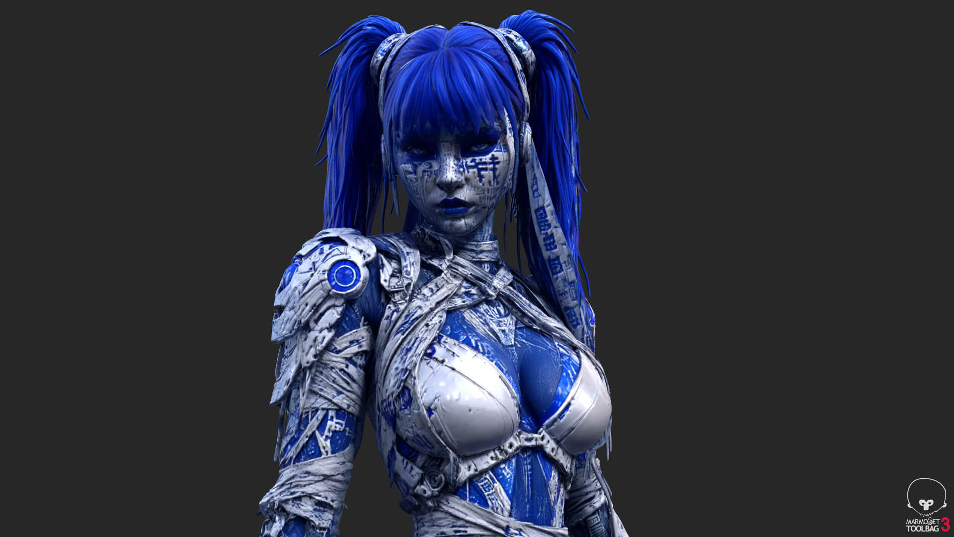 Cybernetic Blu Woman High-Detail 3d Model 3D Model