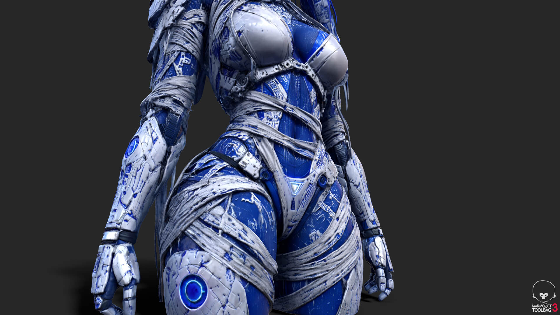 Cybernetic Blu Woman High-Detail 3d Model 3D Model
