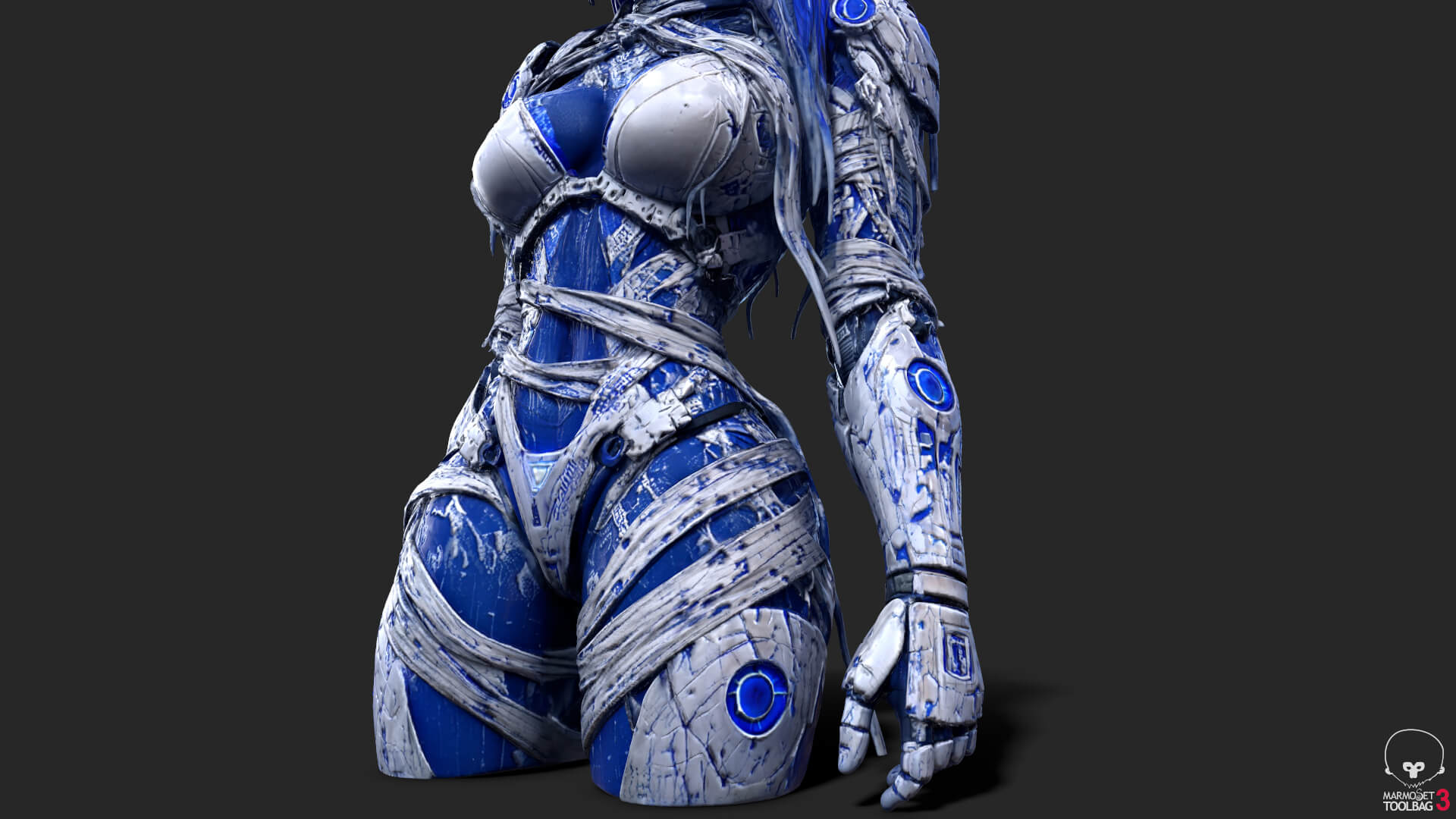 Cybernetic Blu Woman High-Detail 3d Model 3D Model
