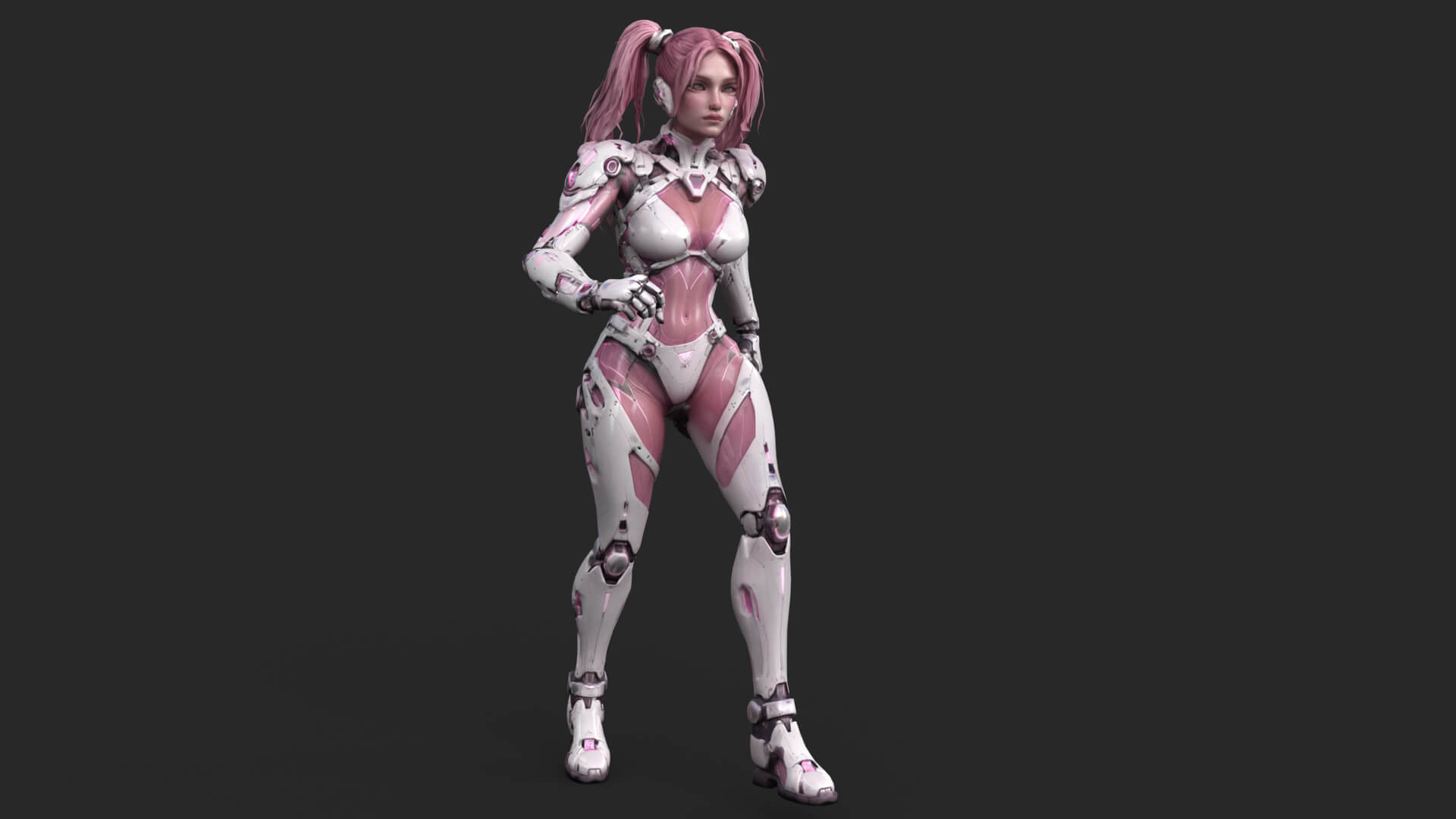 Cybernetic Girl Walk Low-Poly 3D Model 3D Model