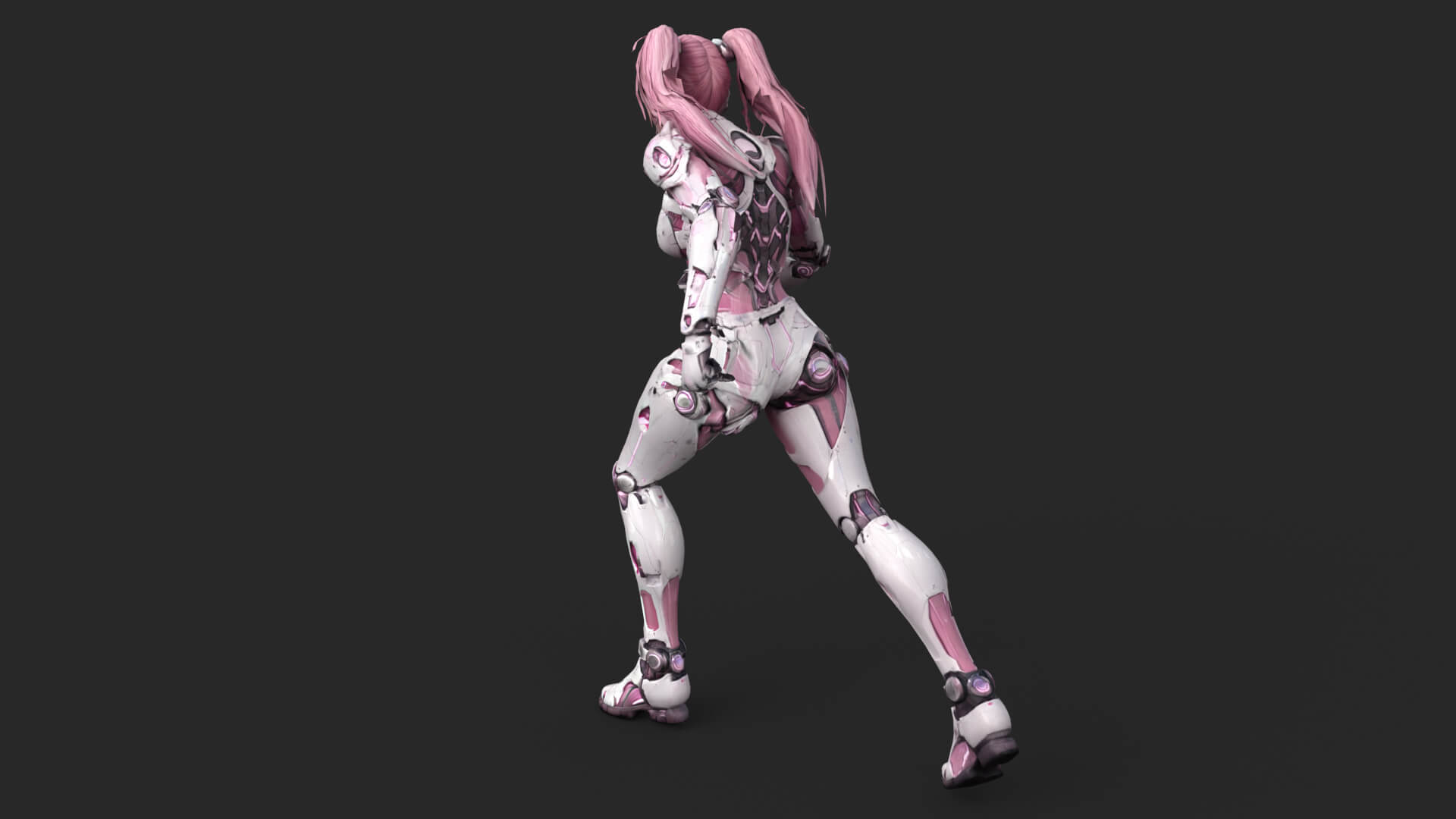 Cybernetic Girl Walk Low-Poly 3D Model 3D Model