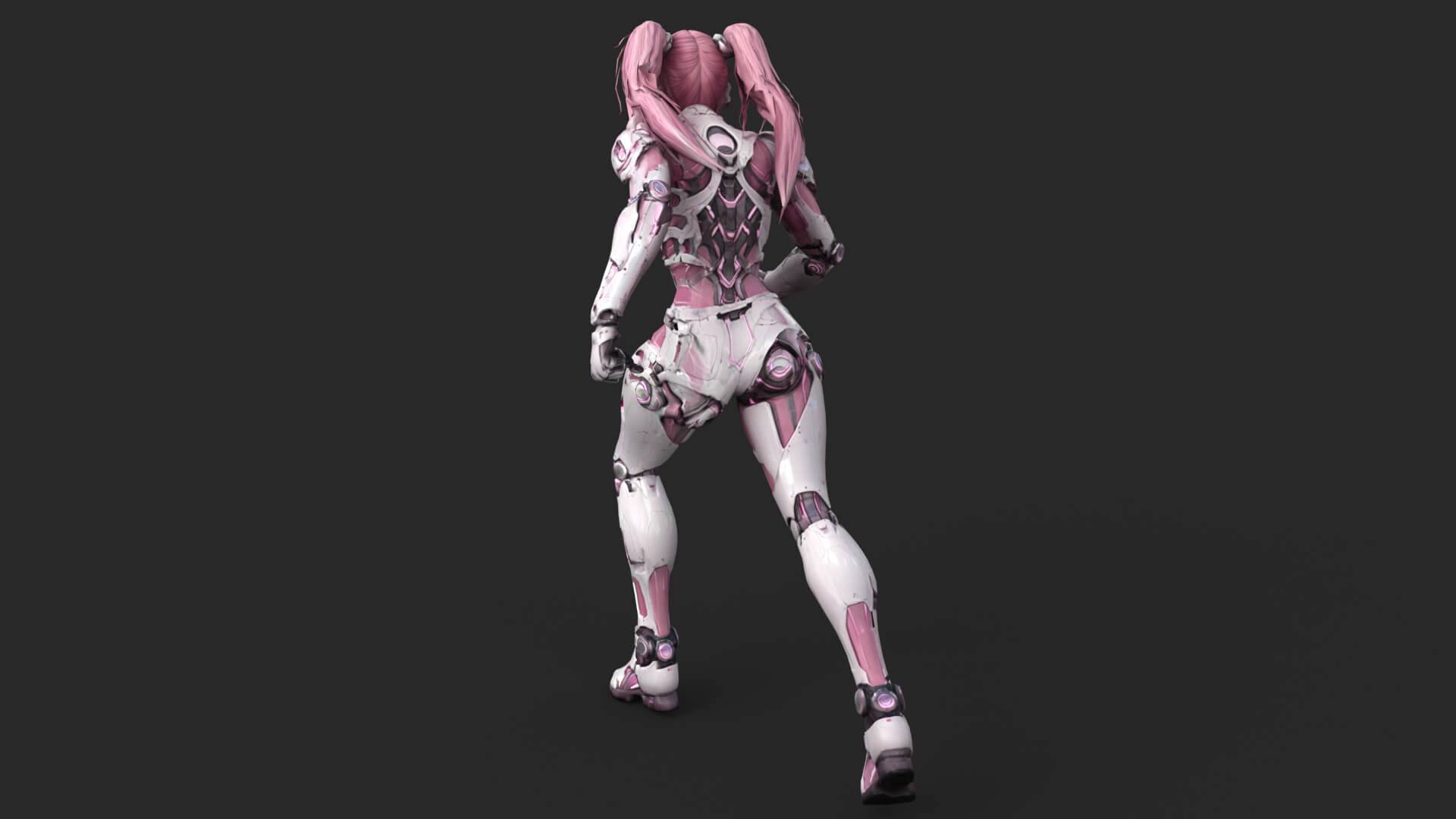 Cybernetic Girl Walk Low-Poly 3D Model 3D Model