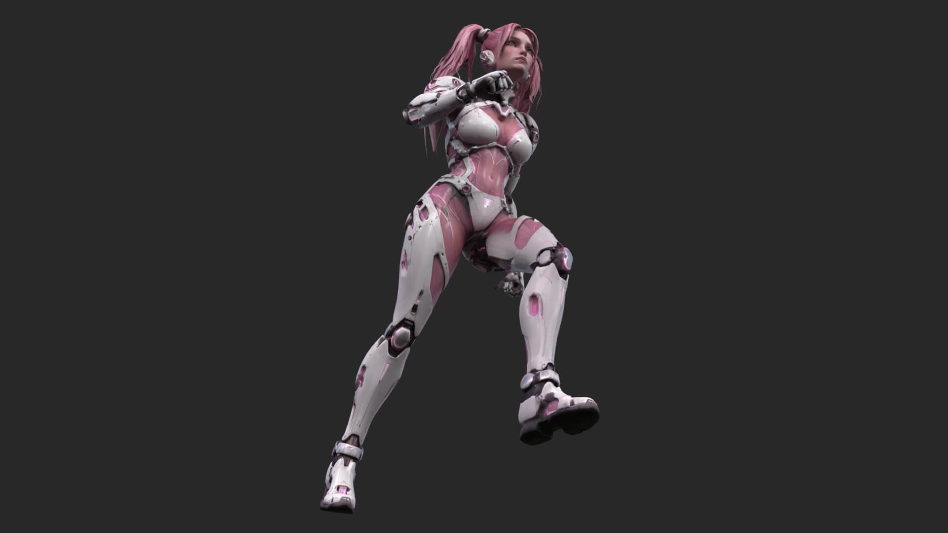 Cybernetic Girl Walk Low-Poly 3D Model 3D Model