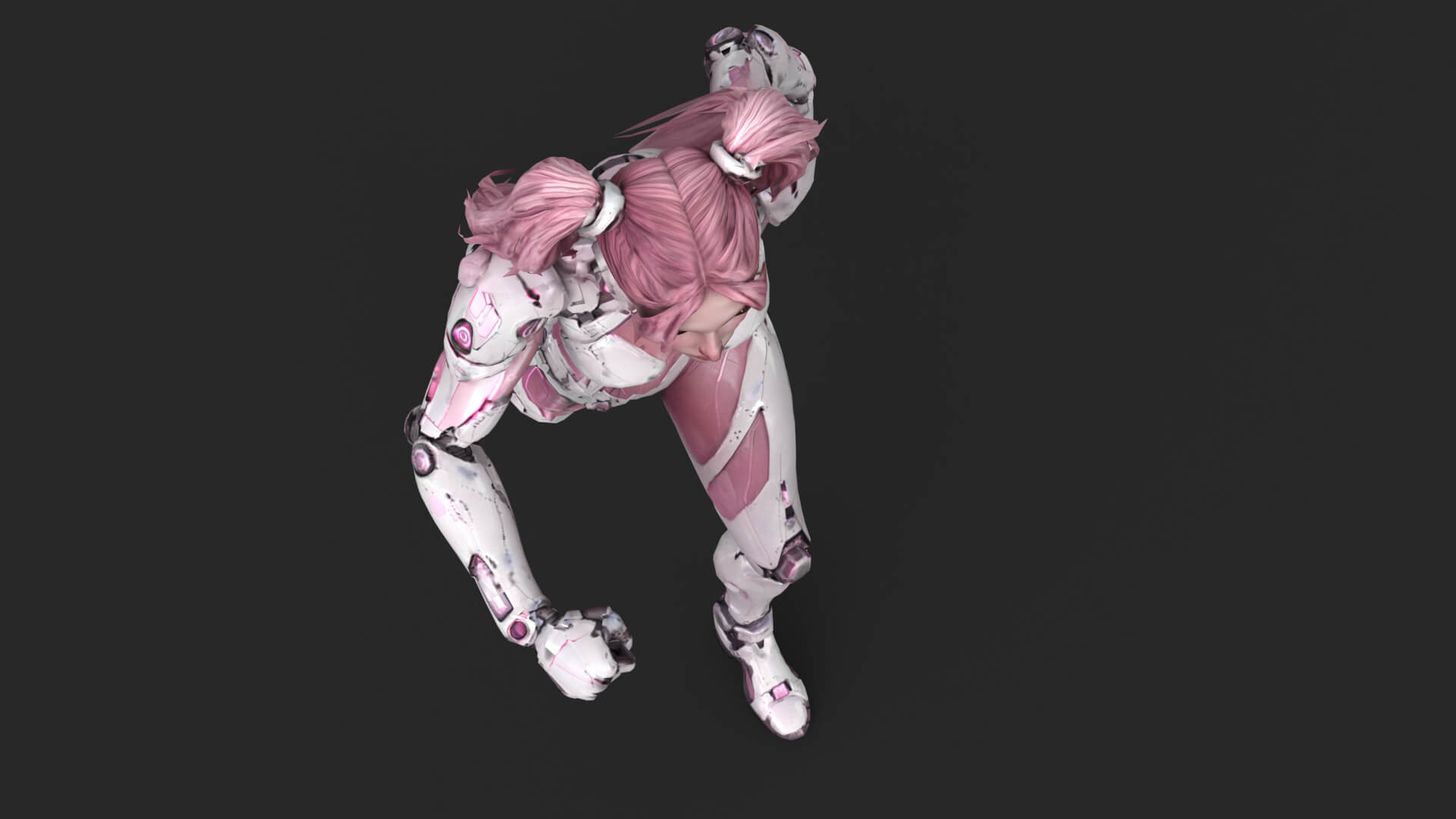 Cybernetic Girl Walk Low-Poly 3D Model 3D Model