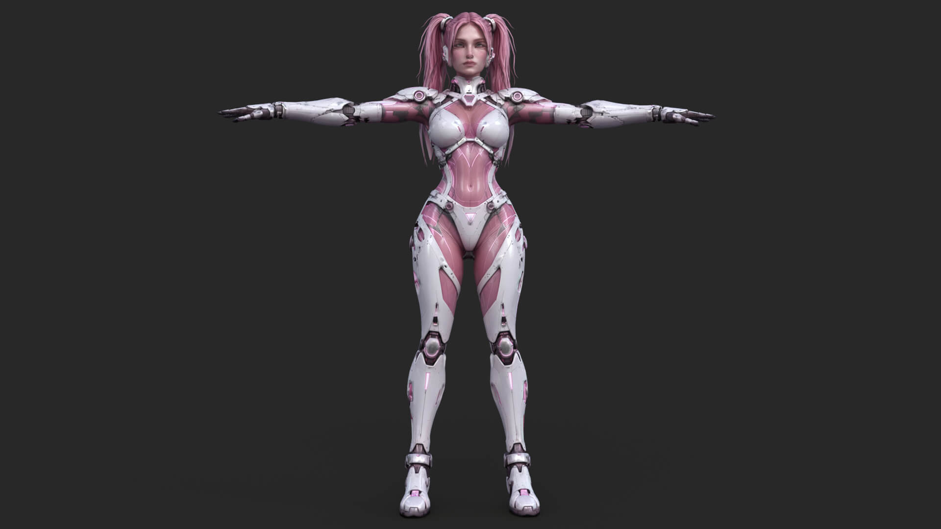 Cybernetic Girl Walk Low-Poly 3D Model 3D Model
