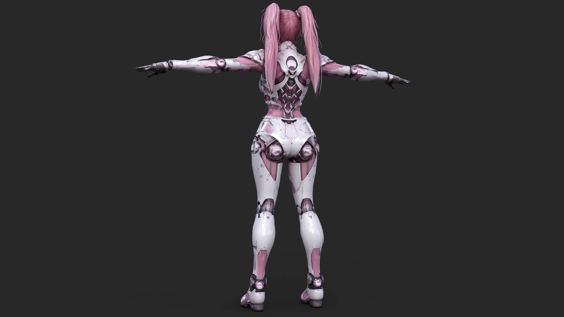 Cybernetic Girl Walk Low-Poly 3D Model 3D Model
