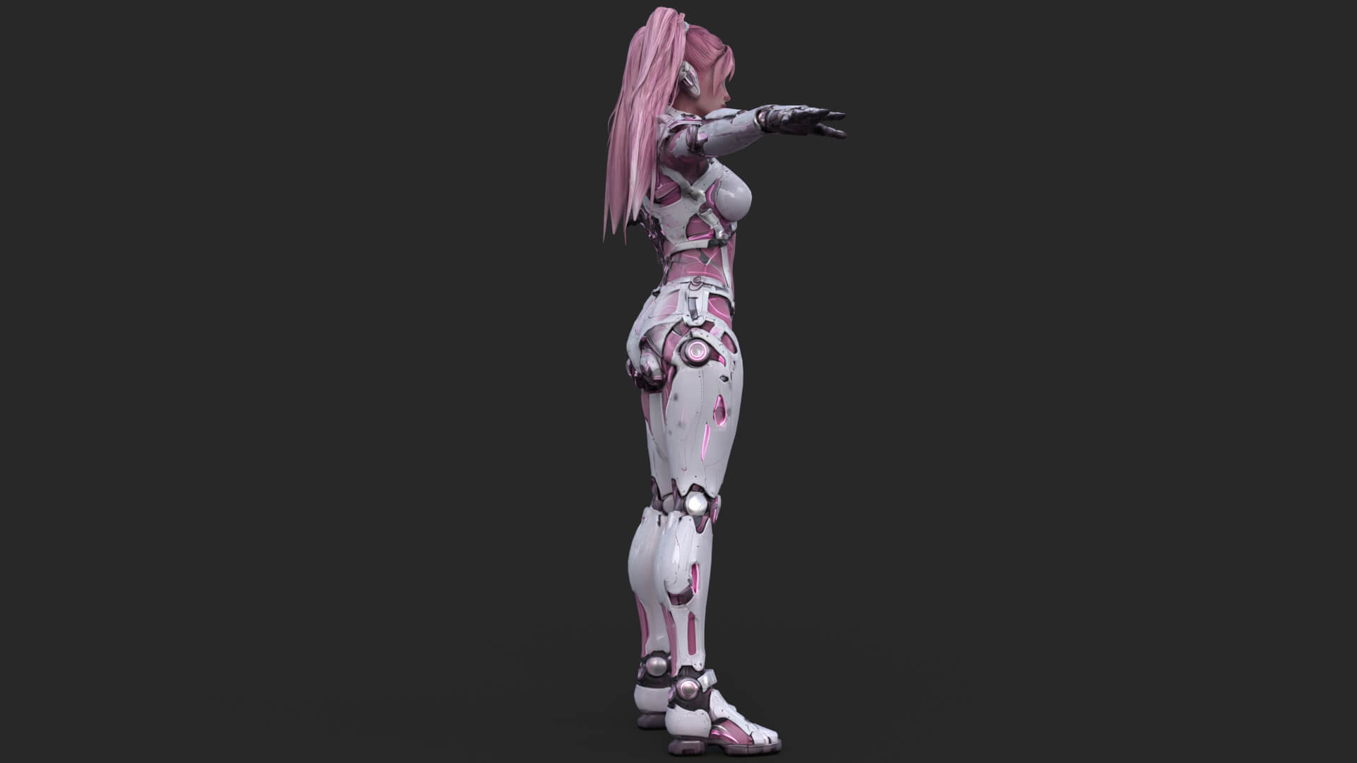 Cybernetic Girl Walk Low-Poly 3D Model 3D Model