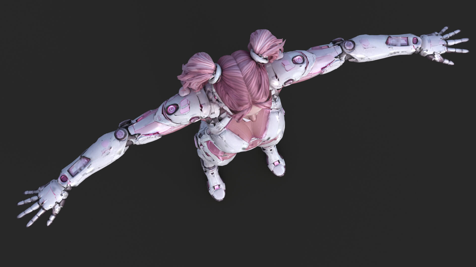 Cybernetic Girl Walk Low-Poly 3D Model 3D Model