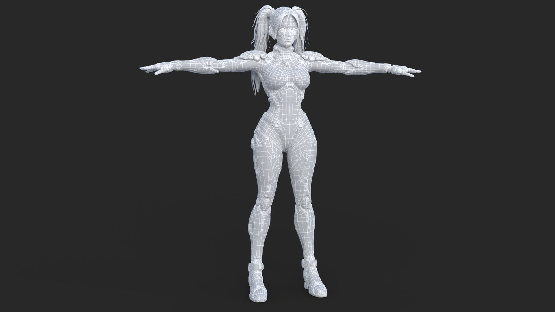 Cybernetic Girl Walk Low-Poly 3D Model 3D Model