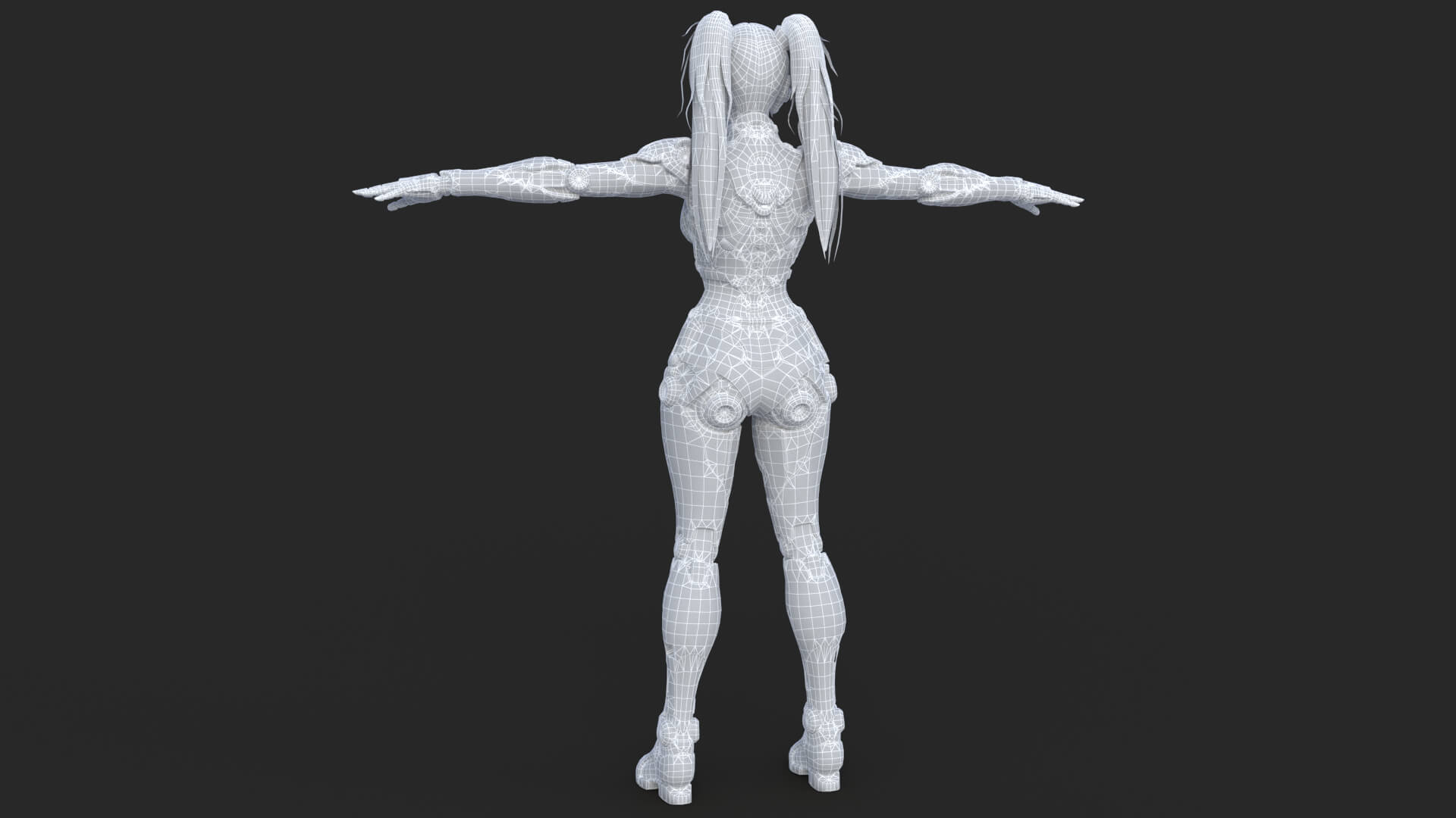Cybernetic Girl Walk Low-Poly 3D Model 3D Model