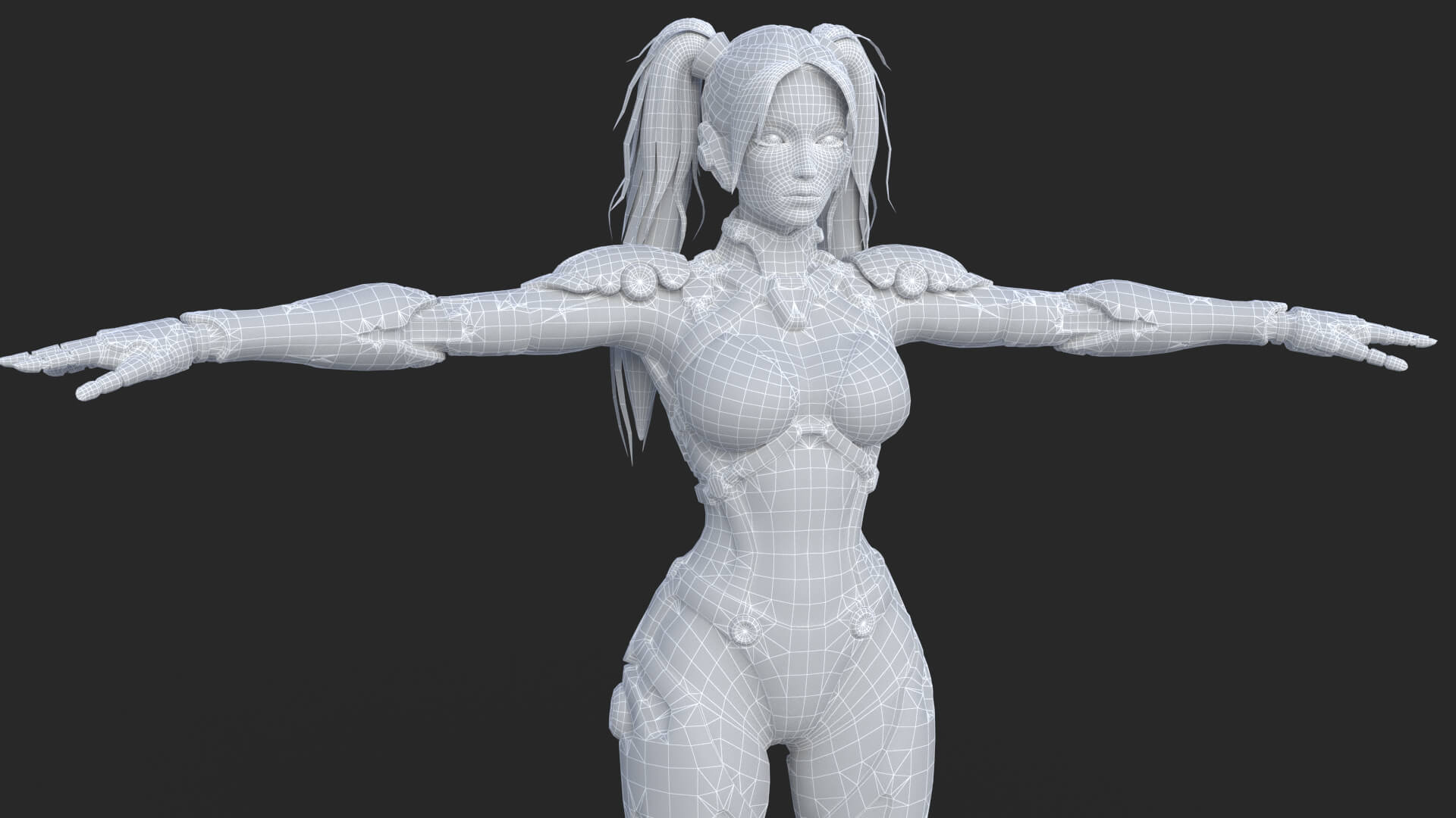 Cybernetic Girl Walk Low-Poly 3D Model 3D Model