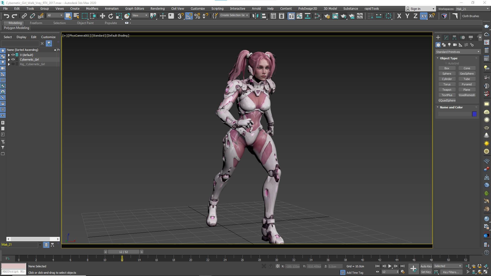 Cybernetic Girl Walk Low-Poly 3D Model 3D Model