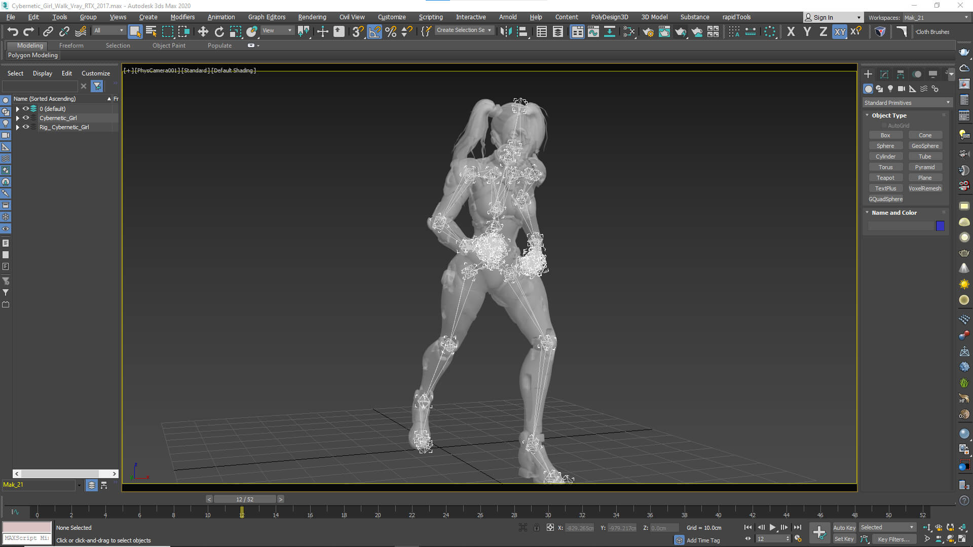 Cybernetic Girl Walk Low-Poly 3D Model 3D Model