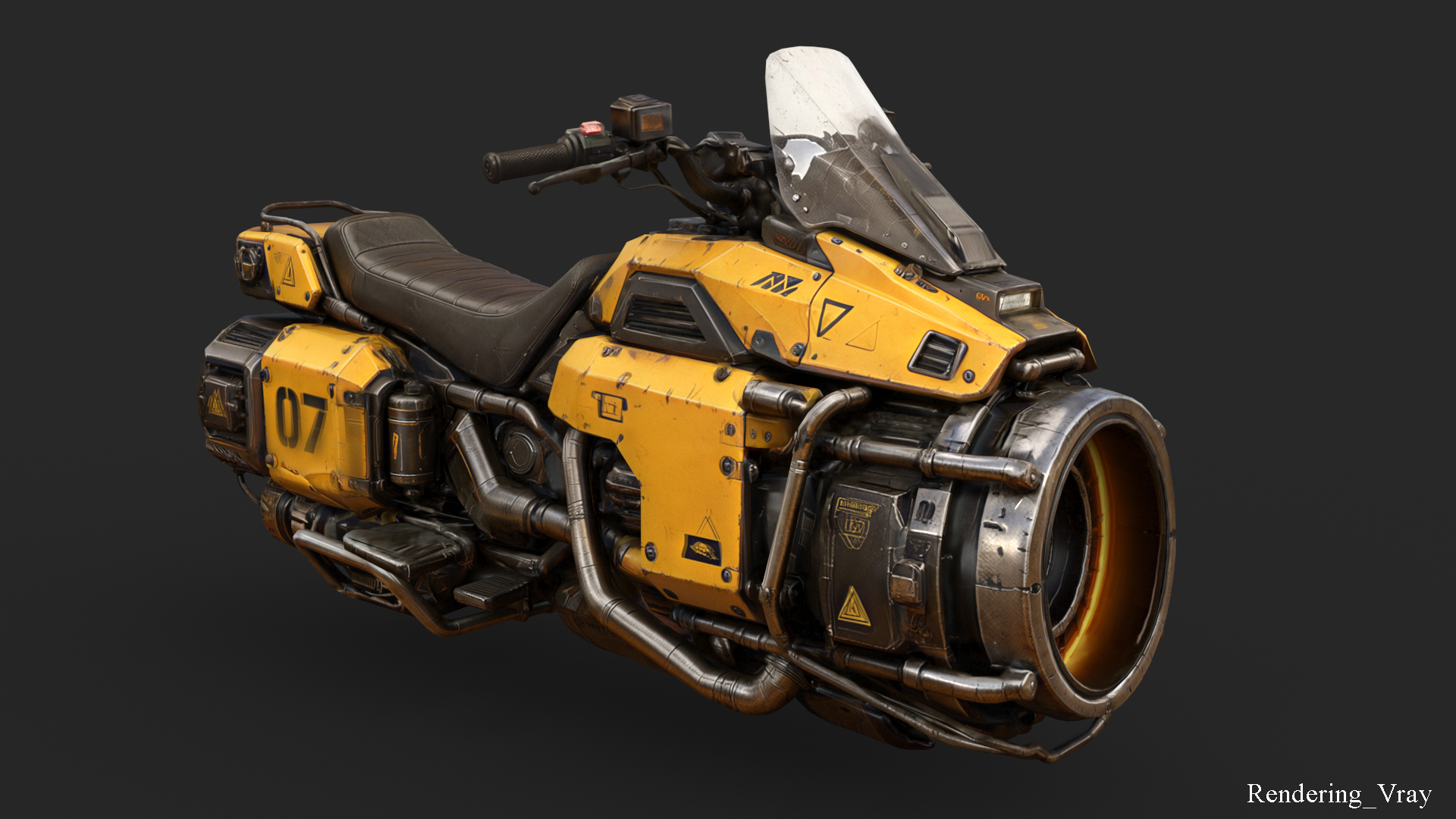 Futuristic Motorcycle Low-Poly 3D Model 3D Model