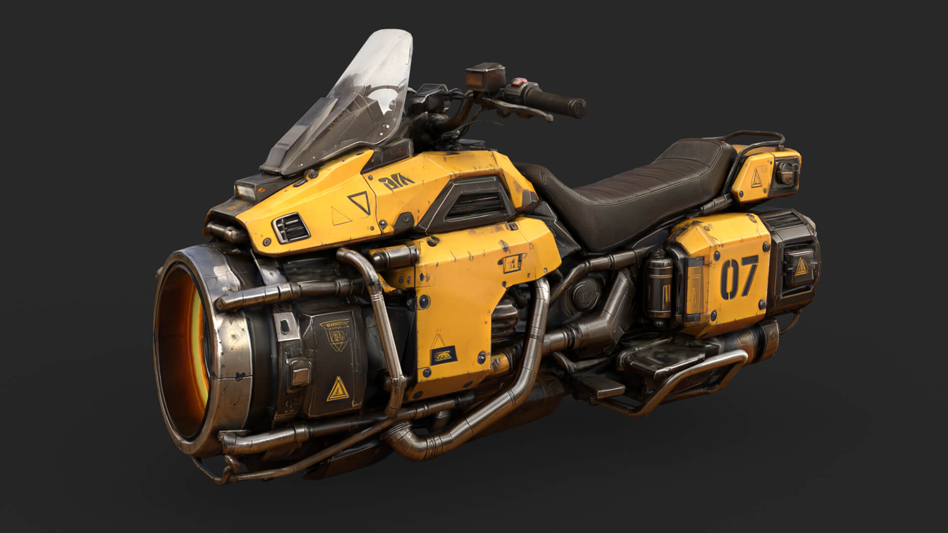 Futuristic Motorcycle Low-Poly 3D Model 3D Model