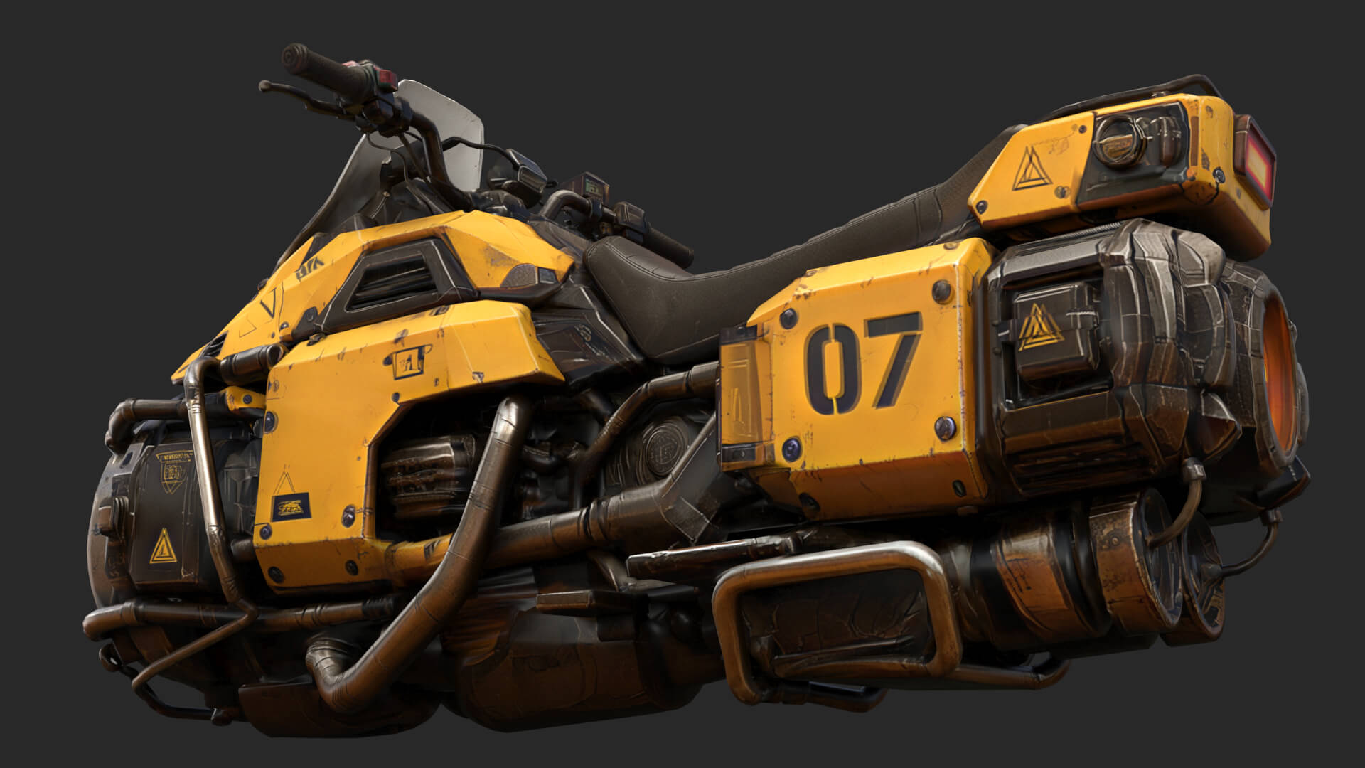 Futuristic Motorcycle Low-Poly 3D Model 3D Model