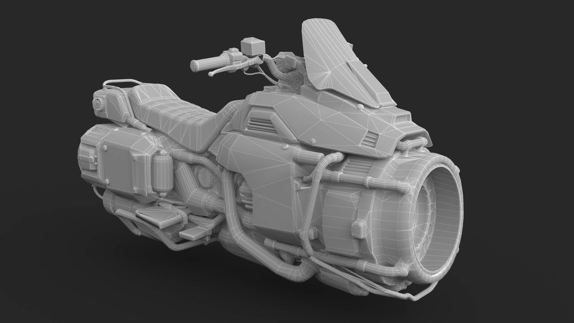 Futuristic Motorcycle Low-Poly 3D Model 3D Model