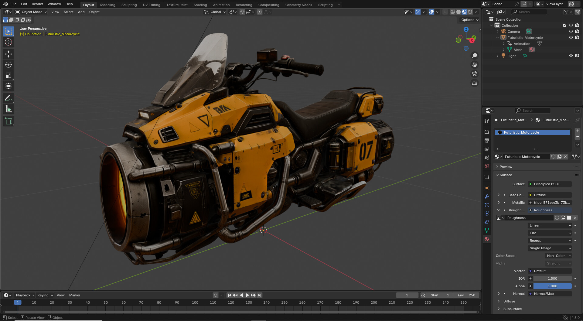 Futuristic Motorcycle Low-Poly 3D Model 3D Model