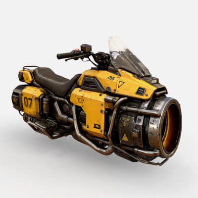 Futuristic Motorcycle Low-Poly 3D Model