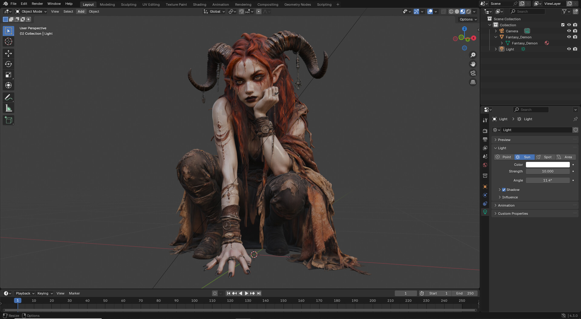 Girl Fantasy Demon High-Detail 3D Model 3D Model