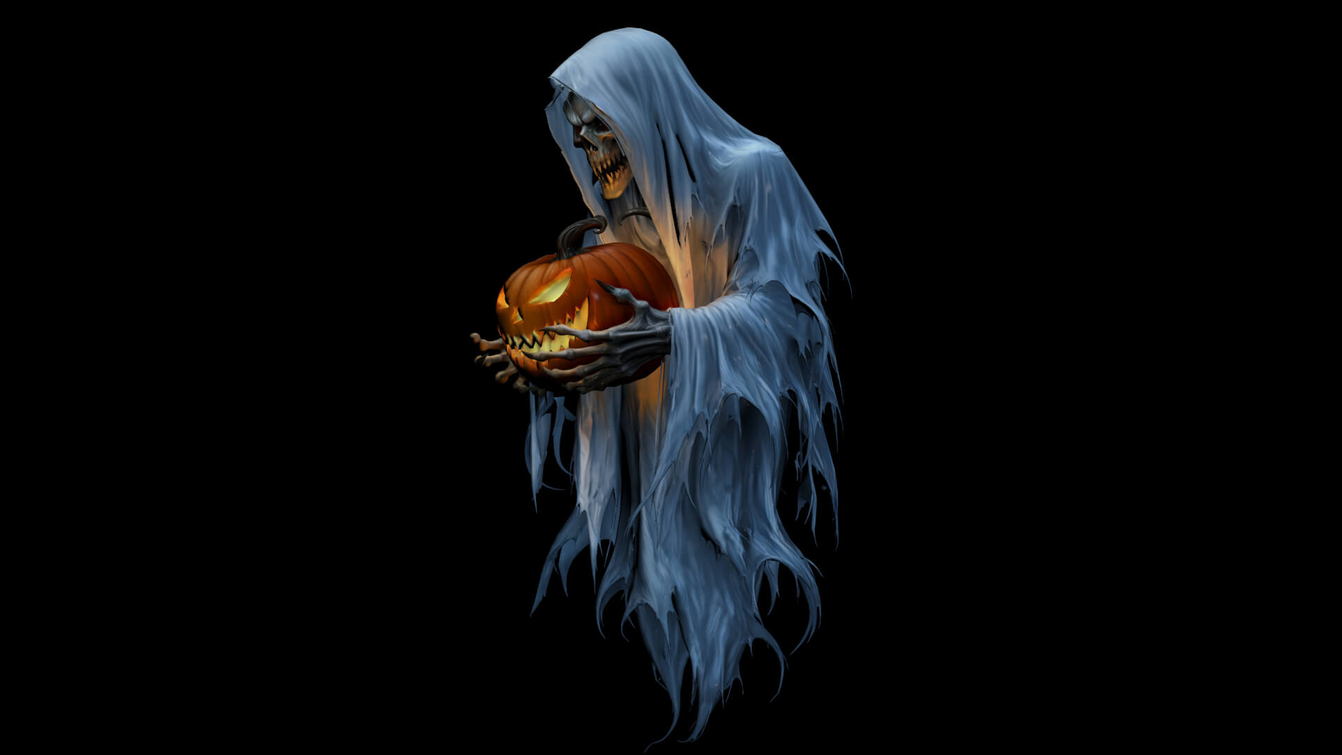 Halloween Pumpkin Ghost Low-Poly 3D Model 3D Model