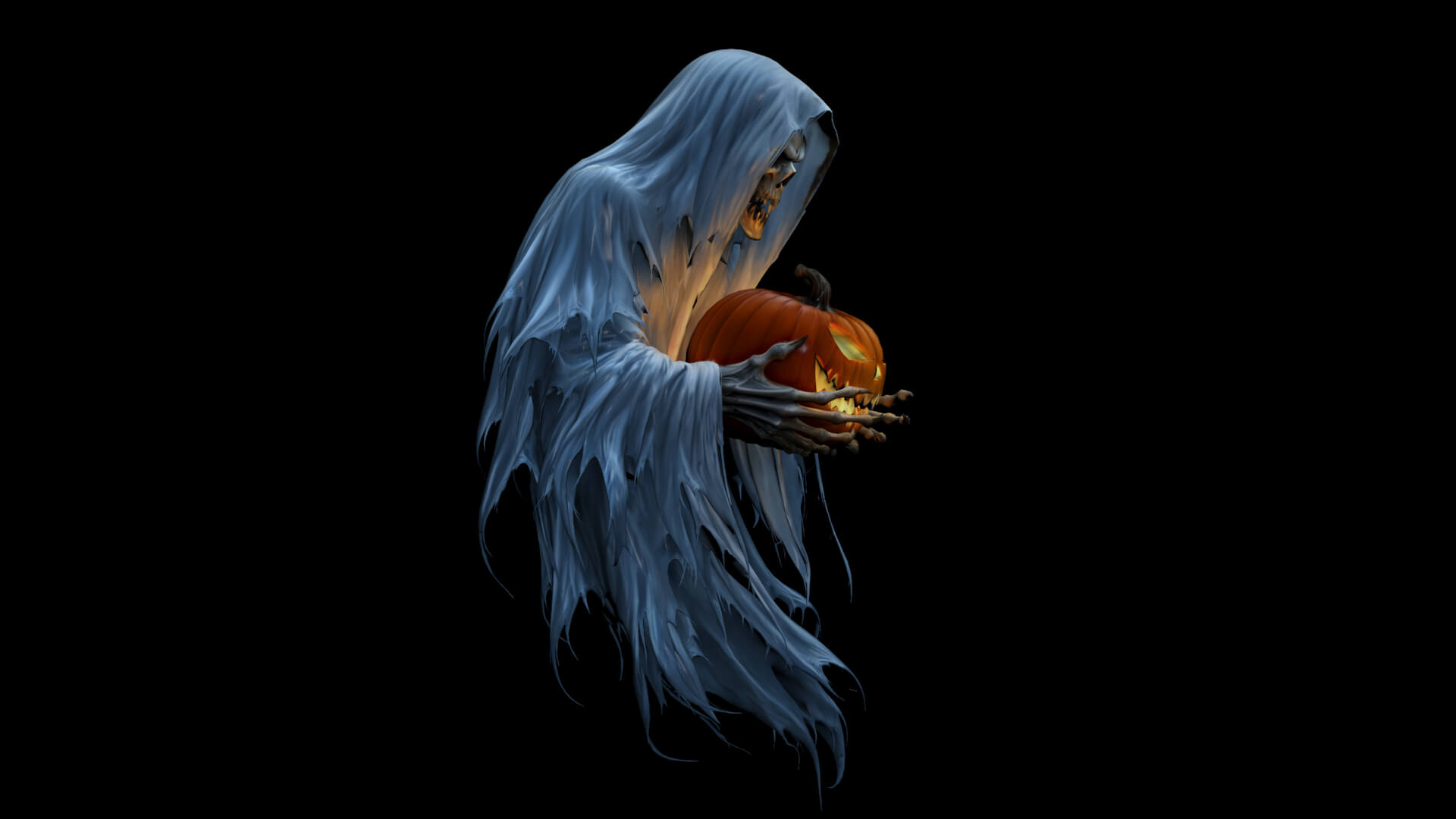 Halloween Pumpkin Ghost Low-Poly 3D Model 3D Model