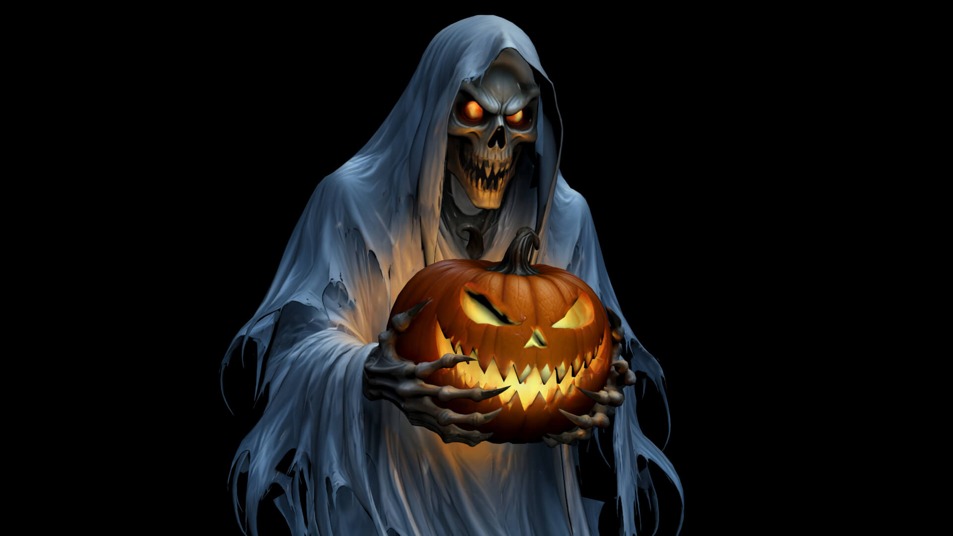 Halloween Pumpkin Ghost Low-Poly 3D Model 3D Model