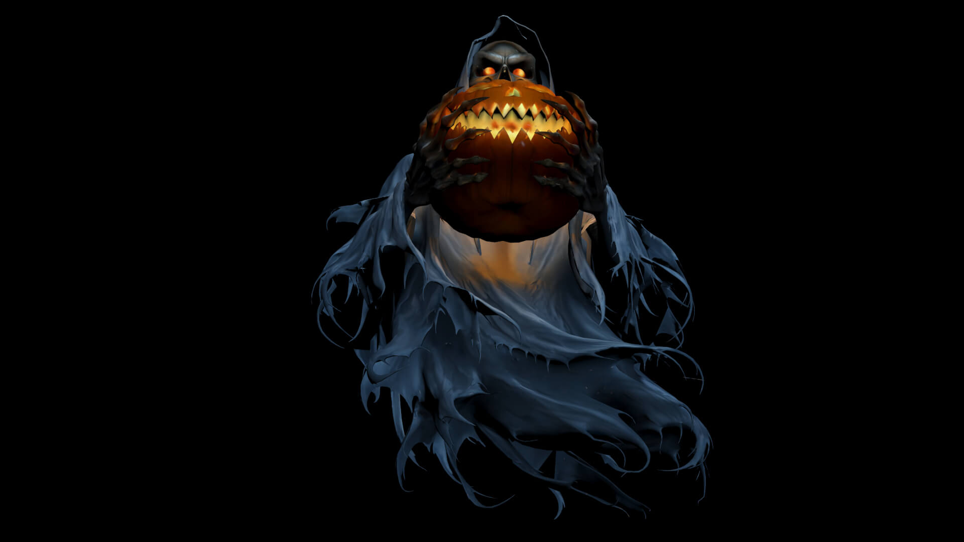 Halloween Pumpkin Ghost Low-Poly 3D Model 3D Model