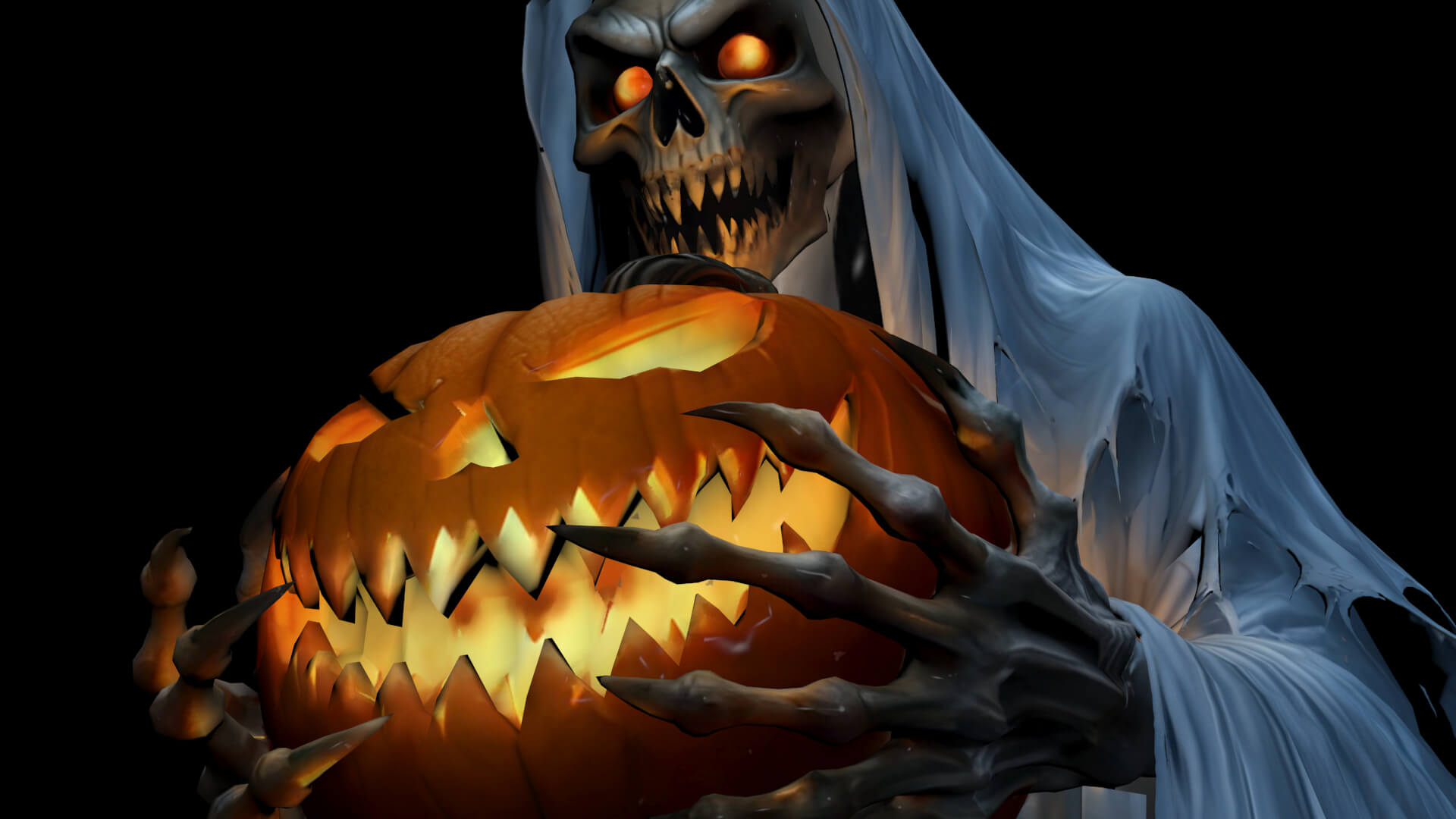 Halloween Pumpkin Ghost Low-Poly 3D Model 3D Model