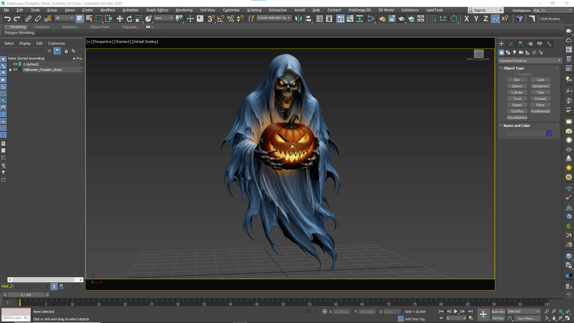 Halloween Pumpkin Ghost Low-Poly 3D Model 3D Model